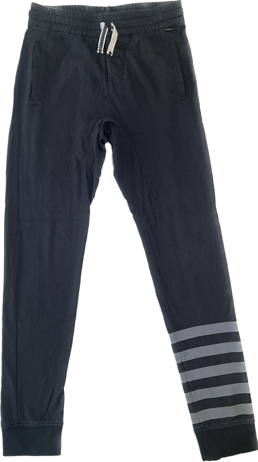 Boys charcoal pants front view with drawstring waistband