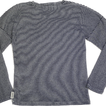 Back view of Country Road navy pinstripe long sleeve girls top