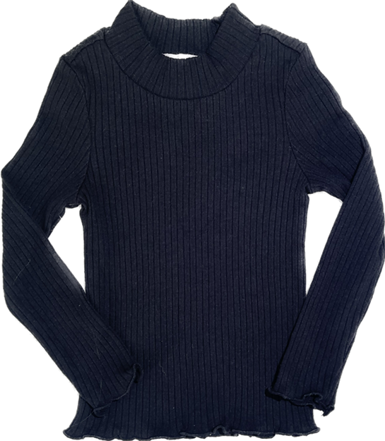 Front view of girls black turtleneck sweater in size 3