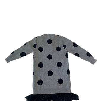 Back view of EUC girls knit sweater dress with lace hem