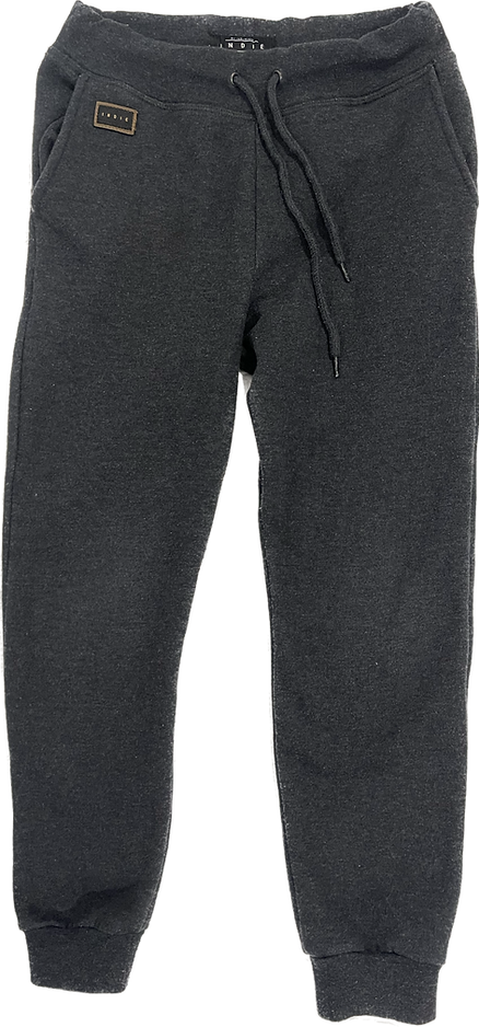 Front view of boys' grey track pants in size 8
