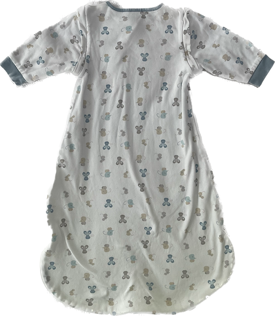 Front view of Mice Design Organic Baby Sleep Sack in soft cotton