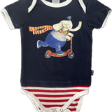 Bobbie Fox, Boys Elephant Scooter Romper, EUC, Size 1 (12-18m)