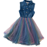 Bonnie Jean, Girls Rainbow Jean Dress, EUC, Size 7