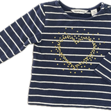 Country Road, Girls Navy Stripe Heart Top, GUC, Size 0 (6m)