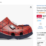 Crocs, Marvel Unisex Kid's Spider-Man All Terrain Clog, G-FUC, Size 6C (1-3Y)
