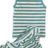 Eenie Meenie Miini Moh, Green Striped Outfit, EUC, Size 000 (0-3m)