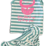 Eenie Meenie Miini Moh, Green Striped Outfit, EUC, Size 000 (0-3m)