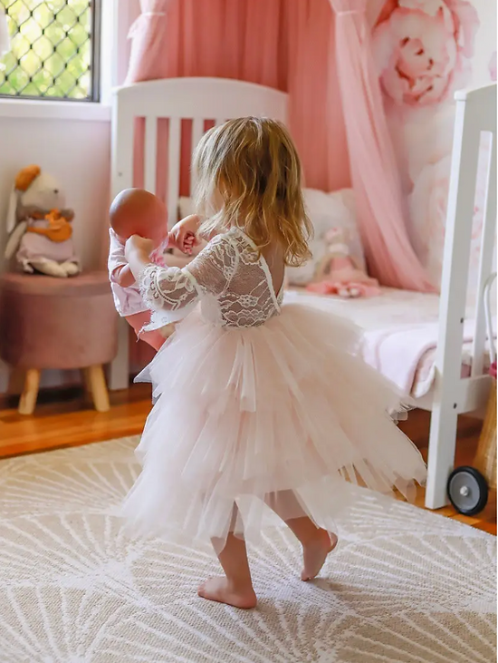 Girls Boho White Tutu Dress with Lace – A Little Lacey | Dream Nu