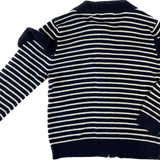 H&M, Flounce-trimmed cardigan Navy/White, EUC, Size 5