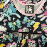 Six Bunnies, Girls Black Unicorn/Rainbow PJ Set, GUC, Size 00 (3-6m)