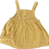 Zara, Girls Mustard Crocheted Top Linen Dress, EUC, Size 1+ (18-24m)