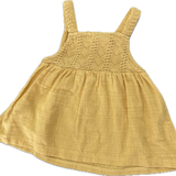 Zara, Girls Mustard Crocheted Top Linen Dress, EUC, Size 1+ (18-24m)