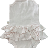 Marquise, Ribbed Ruffled Light Pink Bodysuite, EUC, Size 000 (0-3m)