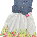 Penelope Mack, Girls Denim Top Floral Dress, NWT, Size 5