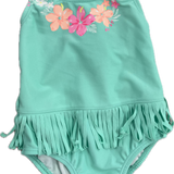 Carter's, Girls Teal Swimsuit with Flower & Frill, EUC, Size 1 (12m)