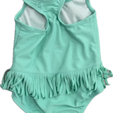 Carter's, Girls Teal Swimsuit with Flower & Frill, EUC, Size 1 (12m)