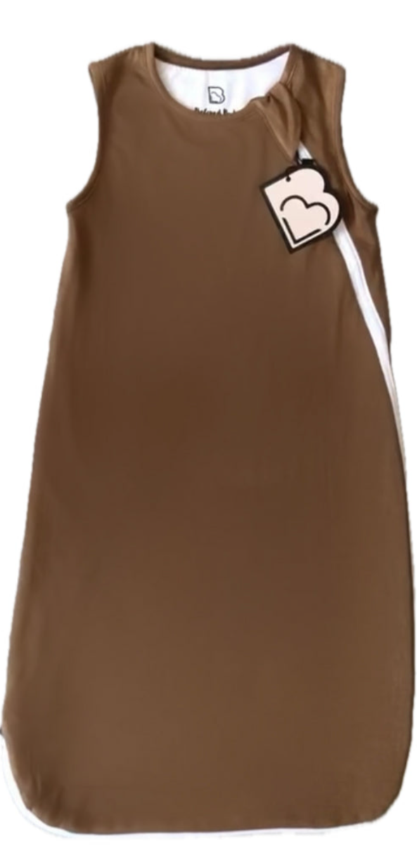 “Beloved Bubs bamboo sleep sack in cloud pink, front view – soft, breathable wearable baby blanket with two-way zipper.”