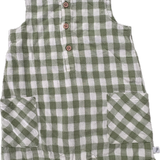 Fox & Finch, Green Gingham Romper, EUC, Size 00 (3-6m)