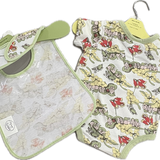 May Gibbs, Onesie and Bib Set w/ Custom Hangers, NWTS, Size 000