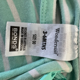 Bonds, Teal Striped Wondersuit, EUC, Size 00 (3-6m)