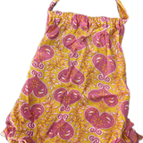 Lilly's Secret, Girls Boho Yellow w/Pink Romper w/Tie, EUC, Size 1 (12m)