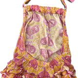 Lilly's Secret, Girls Boho Yellow w/Pink Romper w/Tie, EUC, Size 1 (12m)