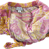 Lilly's Secret, Girls Boho Yellow w/Pink Romper w/Tie, EUC, Size 1 (12m)