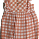 Purebaby, Coral Gingham Romper, FUC*, Size 2,