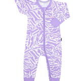 Bonds, Purple Animal Print Wondersuit, EUC, Size 0000 (Newborn)