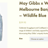 May Gibbs, x Walnut Melbourne Banjo Romper – Wildlife Blue, EUC, Size 1 (12m)