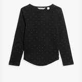 Country Road, Charcoal Organically Grown Cotton Pin Dot Rib T-Shirt, GUC, Size 6
