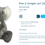 Koala & Eucalyptus Leaf Soft Toy, NWTS
