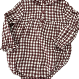 Seed Baby, Girls Brown Gingham Romper, EUC, Size 1 (12-18m)