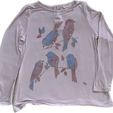 Milkshake, Pink Long Sleeved Girls T-Shirt w/Birds, Size 6