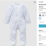 Purebaby, Boys Blue Striped Onesie, EUC, Size 0000 (Newborn)