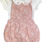 Heirloom Collection, Pink Floral Romper w/Cross back Set, EUC, Size 6-9mo