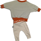 Bonds Baby Burnt Orange Outfit – Soft Cotton Baby Jumper and Striped Pants Set for Comfortable Everyday Wear