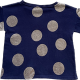 Peter Alexander Jnr, Girls Navy/Gold Polka-Dot Sht Slv Jersey Shirt, Size 10