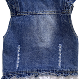 Tianmimi, Girls Blue-Jean Vest w Lace, Size 6