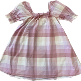 Cotton On, Girls Pink Check Smocked Dress w/Puff Sleeve, Size 5