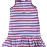 Ralph Lauren, Girls Pink and White Striped Dress w/Lace, Size 6