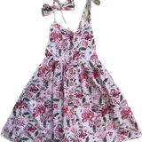 Arabella & Rose, Pink Floral Dress with Button Front, w/Bow, Size 7