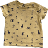 Next Baby Uk, Boys Yellow Short Sleeve Top w/ Animals, Size 3-6mo