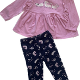 Sprout, Girls Outfit w/dogs, Pink Top w/Tights, Size 1