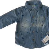 Carters, Boys Denim Shirt w/Fade & Dino, NWT, Size 18m (1)