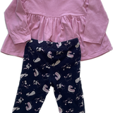 Sprout, Girls Outfit w/dogs, Pink Top w/Tights, Size 1