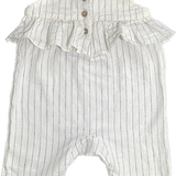 M&S, Girls Cotton & Linen Romper w/Ruffle, Size 00 (3-6mo)