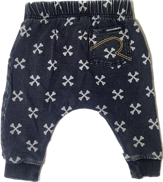 Front view of Rock Your Baby track pants size 6-12 months