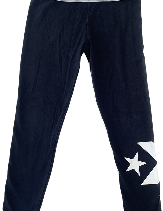  Front view of Converse black leggings for girls, size 6X